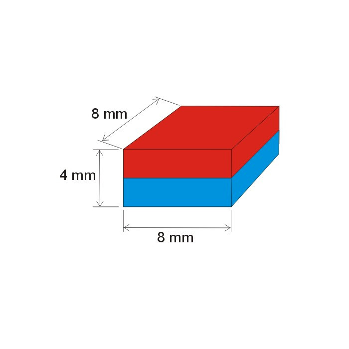 Neodymový magnet hranol 8x8x4 N 80 °C, VMM8-N45