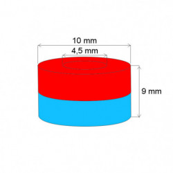 Neodymový magnet medzikružie pr.10x pr.4,5x9 N 80 °C, VMM4-N30