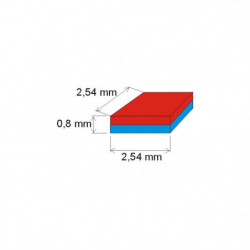 Neodymový magnet hranol 2,54x2,54x0,8 E 150 °C, VMM6SH-N40SH