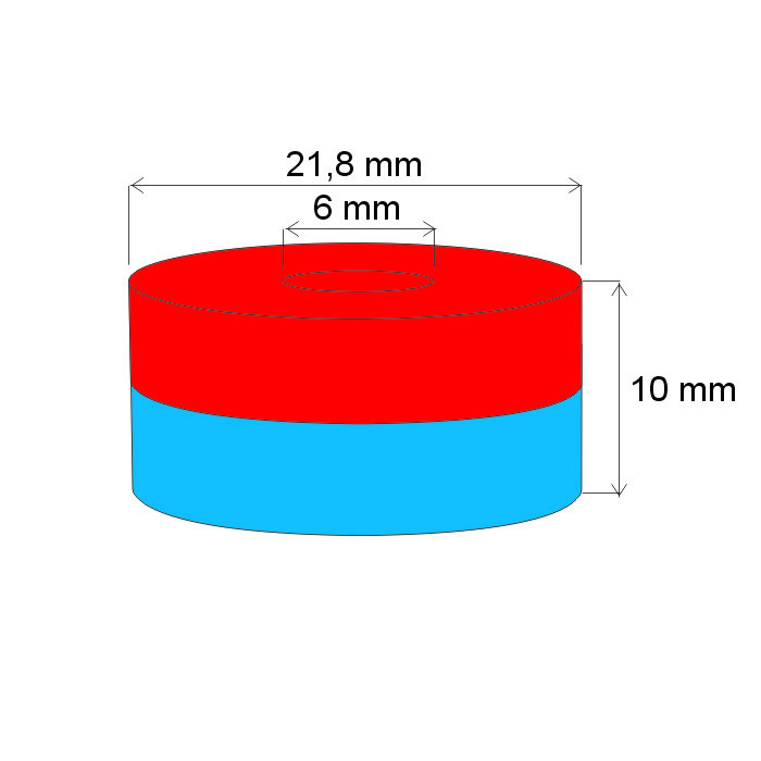Neodymový magnet medzikružie pr.21,8x pr.6x10 N 120 °C, VMM4H-N35H