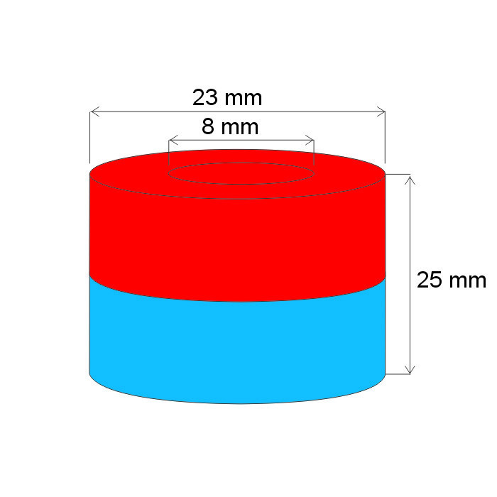 Neodymový magnet medzikružie pr.23x pr.8x25 N 80 °C, VMM4-N35