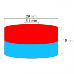 Neodymový magnet medzikružie pr.29x pr.5,1x16 N 120 °C, VMM4H-N35H