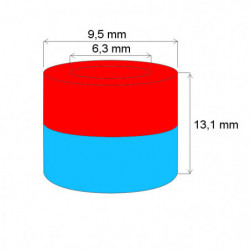 Neodymový magnet medzikružie pr.9,6x pr.6,3x13,1 N 80 °C, VMM4