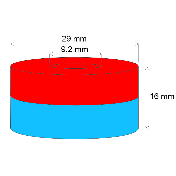 Neodymový magnet medzikružie pr.29x pr.9,2x16 N 80 °C, VMM10-N50