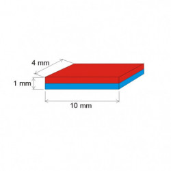 Neodymový magnet hranol 10x4x1 Au 80 °C, VMM10-N50