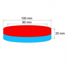Neodymový magnet medzikružie pr.100x pr.90x20 N 80 °C, VMM4-N35