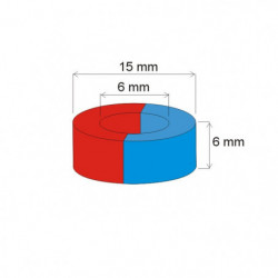 Neodymový magnet medzikružie pr.15x pr.6x6 N 80 °C, VMM10-N50