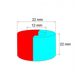 Neodymový magnet medzikružie pr.22x pr.12x22 P 180 °C, VMM5UH-N35UH