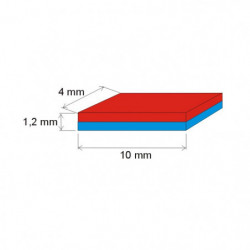 Neodymový magnet hranol 10x4x1,2 Au 80 °C, VMM10-N50
