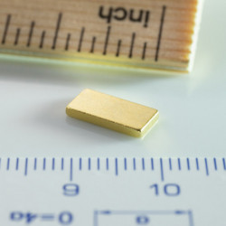 Neodymový magnet hranol 10x5x1,2 Au 80 °C, VMM10-N50