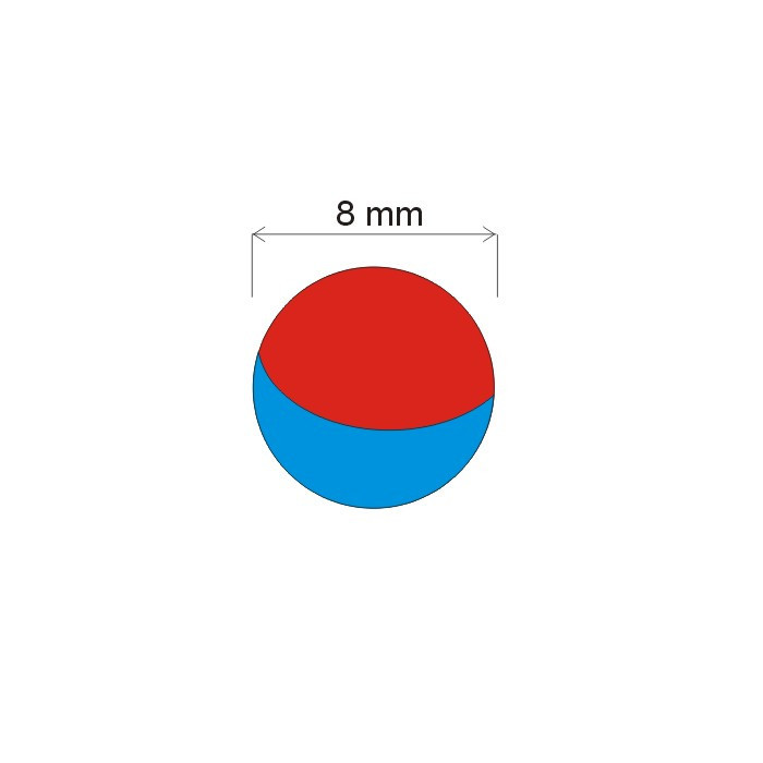 Neodymový magnet guľa pr. 8 N 80 °C, VMM5-N38