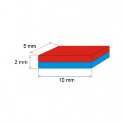 Neodymový magnet hranol 10x5x2 Au 80 °C, VMM10-N50