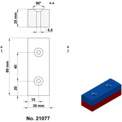 Neodymový magnet hranol 80x30x25 N 80 °C, VMM5-N38