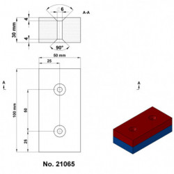 Neodymový magnet hranol 100x50x30 N 80 °C, VMM10
