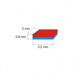 Neodymový magnet hranol 3,2x2x0,6 N 150 °C, VMM8SH-N45SH