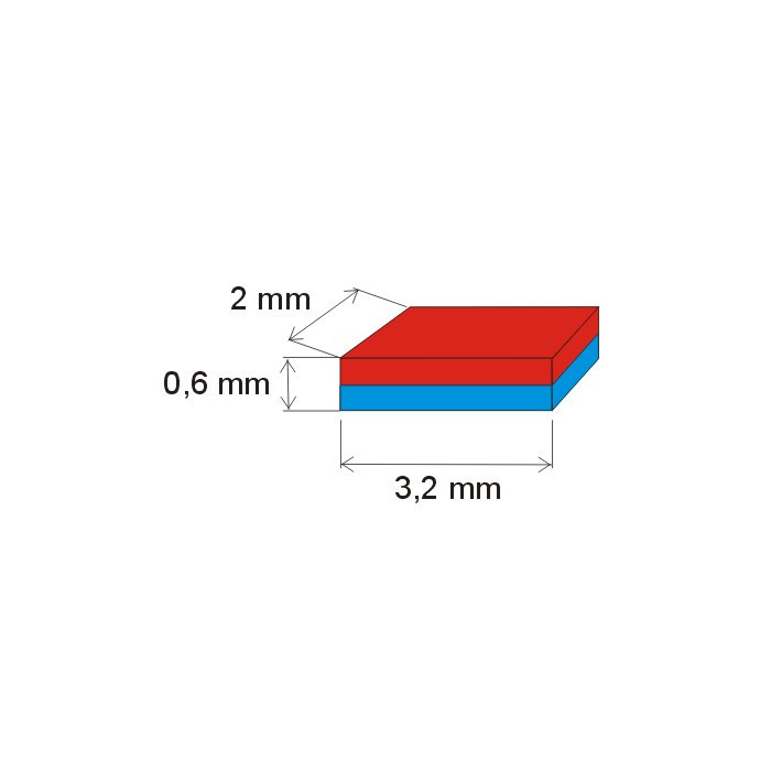 Neodymový magnet hranol 3,2x2x0,6 N 150 °C, VMM8SH-N45SH