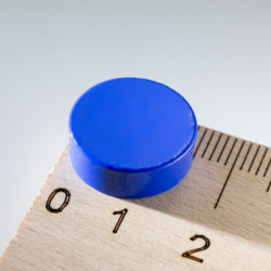 Silnější farebný magnet guľatý pr.15x5 modrý