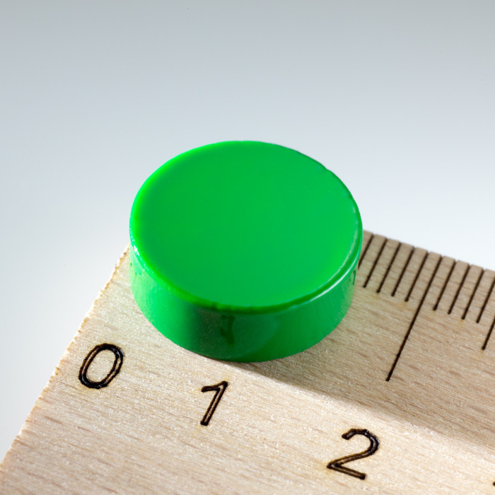 Silnější farebný magnet guľatý pr.15x5 zelený