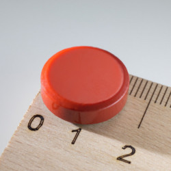 Farebný magnet guľatý pr.16x5 červený
