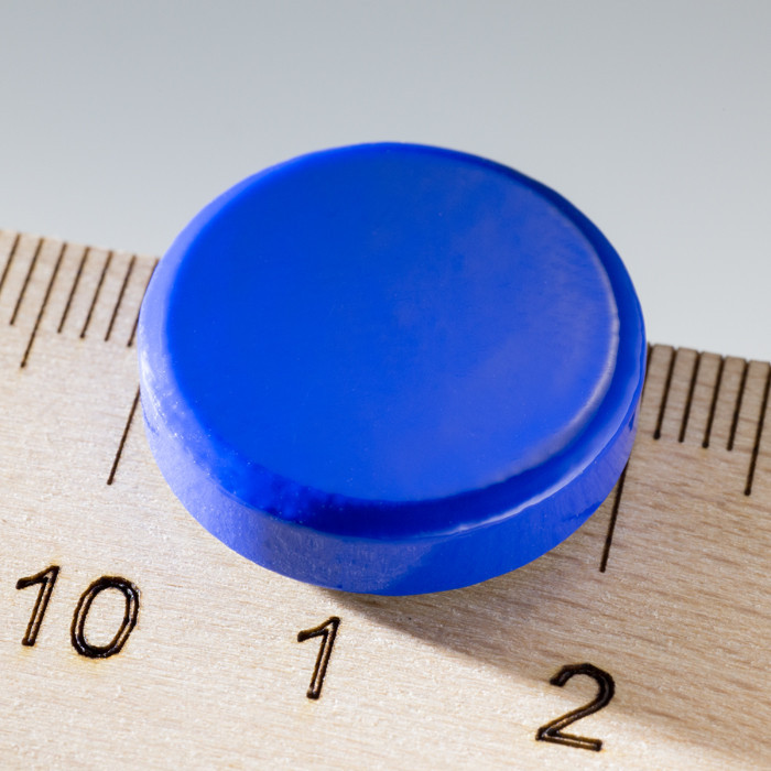 Silnější farebný magnet guľatý pr.20x5 modrý