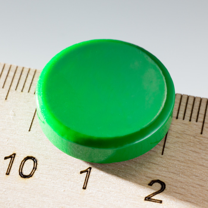 Silnější farebný magnet guľatý pr.20x5 zelený