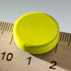 Silnější farebný magnet guľatý pr.20x5 žltý