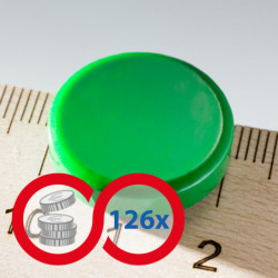 Farebný magnet guľatý pr.20x5 zelený - VEĽKOOBCHODNÉ BALENIE - SADA 126 ks