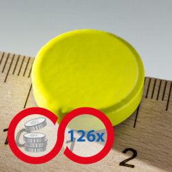 Farebný magnet guľatý pr.20x5 žltý - VEĽKOOBCHODNÉ BALENIE - SADA 126 ks