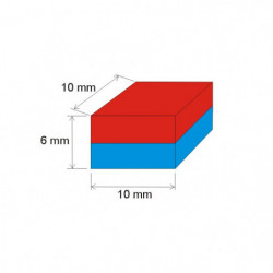 Neodymový magnet hranol 10x10x6 N 80 °C, VMM4-N35