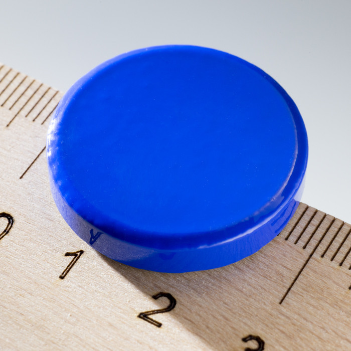 Farebný magnet guľatý pr.26x5 modrý