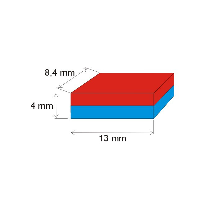 Neodymový magnet hranol 13x8,4x4 N 80 °C, VMM5-N38