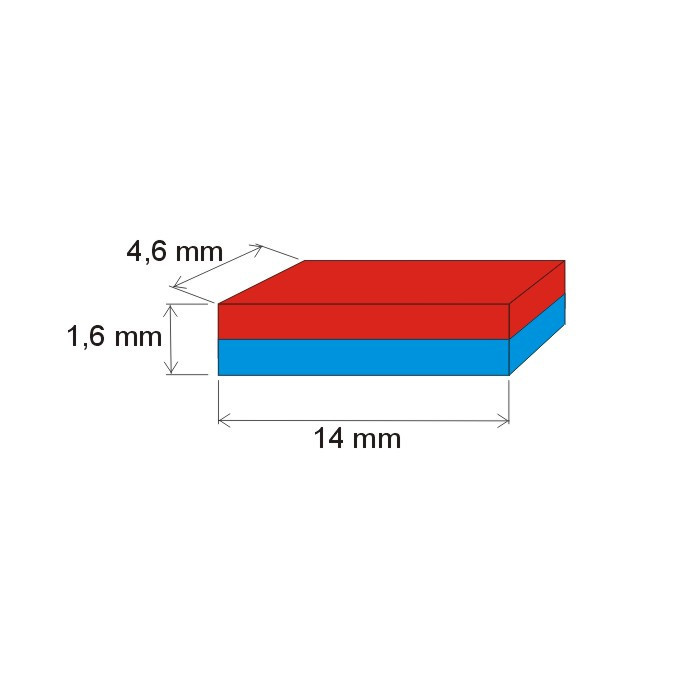Neodymový magnet hranol 14x4,6x1,6 P 180 °C, VMM5UH-N35UH