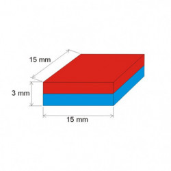 Neodymový magnet hranol 15x15x3 N 80 °C, VMM8-N45