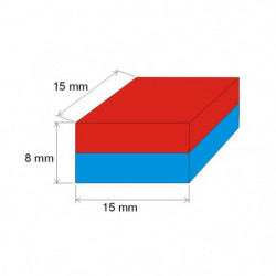 Neodymový magnet hranol 15x15x8 N 80 °C, VMM7-N42