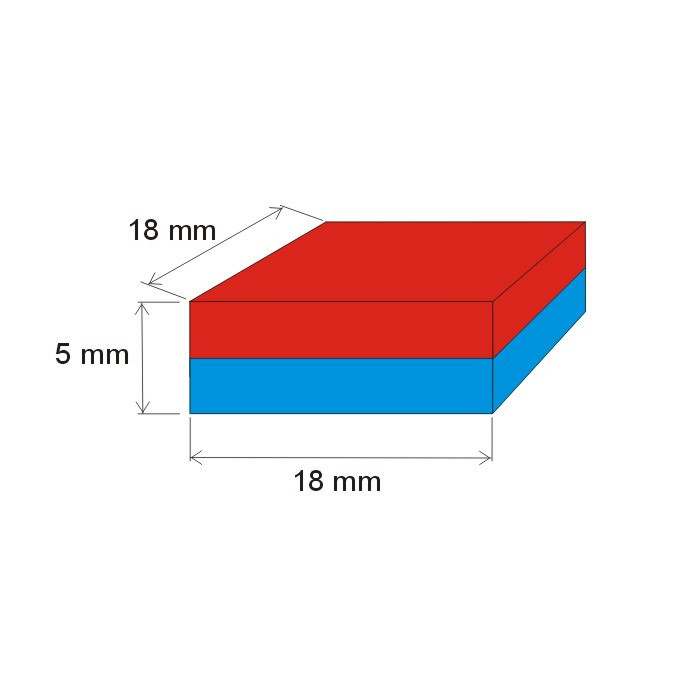 Neodymový magnet hranol 18x18x5 N 80 °C, VMM4-N35