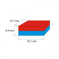 Neodymový magnet hranol 19,1x12,7x6,4 N 80 °C, VMM5-N38