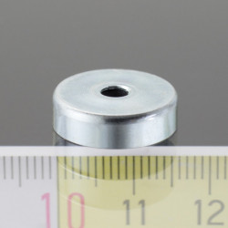 Magnetická šošovka pr. 16, výška 4,5 mm, vnútorný otvor pre skrutku so zápustnou hlavou pr. 3,5