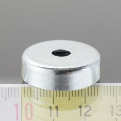Magnetická šošovka pr. 25, výška 7 mm, vnútorný otvor pre skrutku so zápustnou hlavou pr. 5,5 – 17 g, 36 N