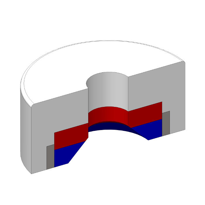 Magnetická šošovka pr. 25, výška 7 mm, vnútorný otvor pre skrutku so zápustnou hlavou pr. 5,5 – 17 g, 36 N