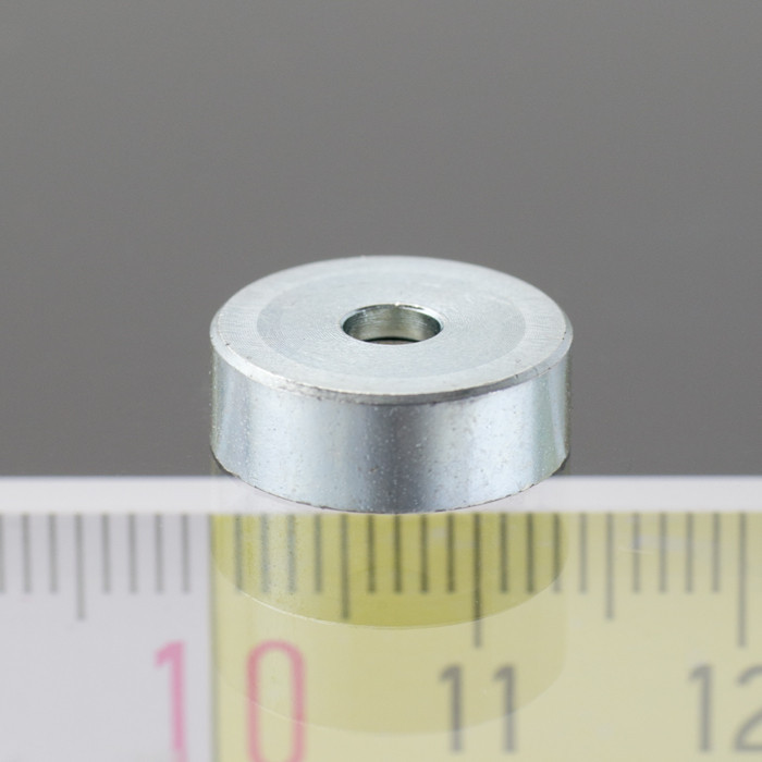 Magnetická šošovka pr. 13, výška 4,5 mm, vnútorný otvor pre skrutku so zápustnou hlavou pr. 3,5