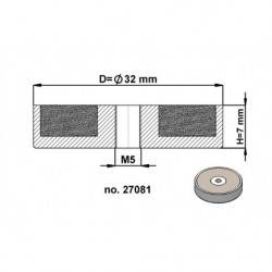 Magnetická šošovka pr. 32 x výška 7 mm s vnútorným závitom M5-6H