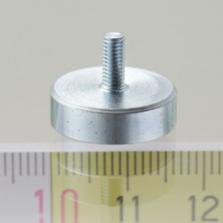 Magnetická šošovka so stopkou pr. 16 x výška 4,5 mm s vonkajším závitom M3, dlžka závitu 7 mm