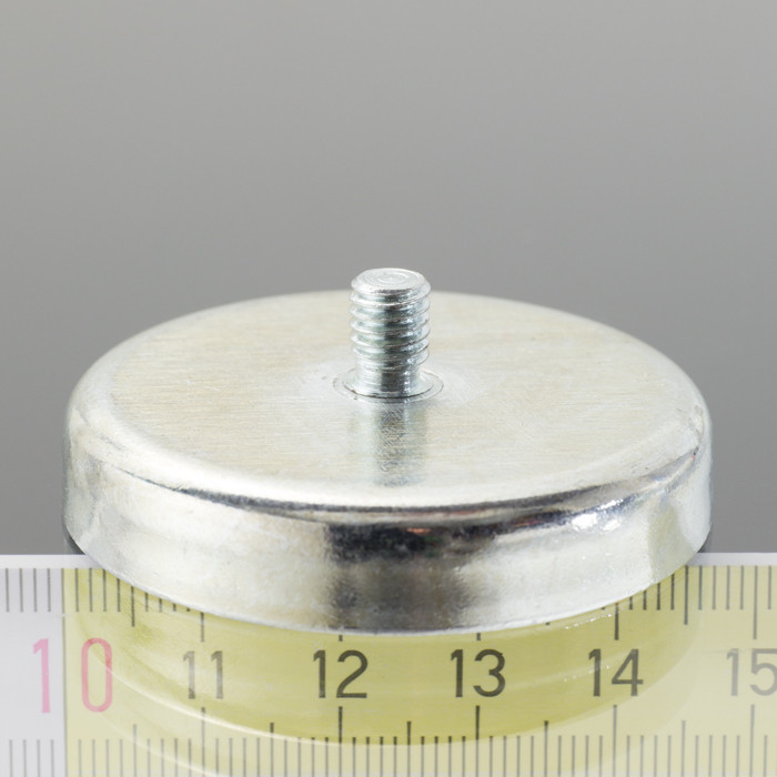 Magnetická šošovka so stopkou pr. 47 x výška 17 mm s vonkajším závitom M6, dlžka závitu 8 mm
