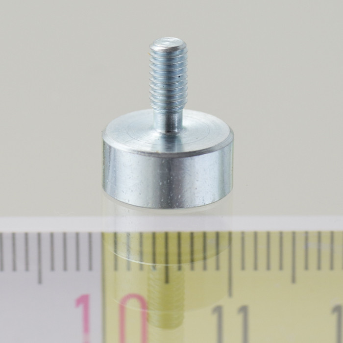 Magnetická šošovka so stopkou pr. 10 x výška 4,5 mm s vonkajším závitom M3, dlžka závitu 7 mm