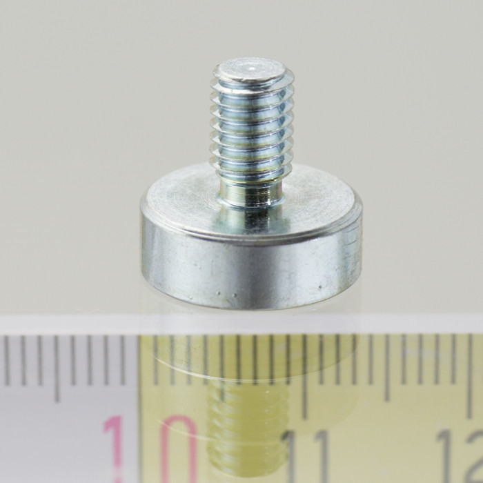 Magnetická šošovka so stopkou pr. 13 x výška 4,5 mm s vonkajším závitom M5. dĺžka závitu 8 mm.