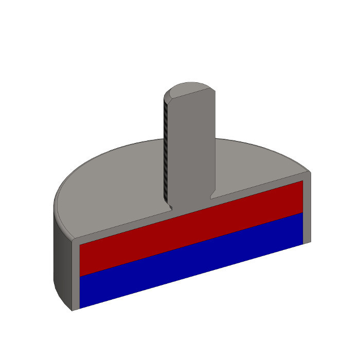 Magnetická šošovka so stopkou pr. 13 x výška 4,5 mm s vonkajším závitom M5. dĺžka závitu 8 mm.