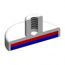 Magnetická šošovka so stopkou pr. 13 x výška 4,5 mm s vnútorným závitom M3, dlžka závitu 7 mm