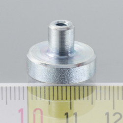 Magnetická šošovka so stopkou pr. 16 x výška 4,5 mm s vnútorným závitom M3, dlžka závitu 7 mm