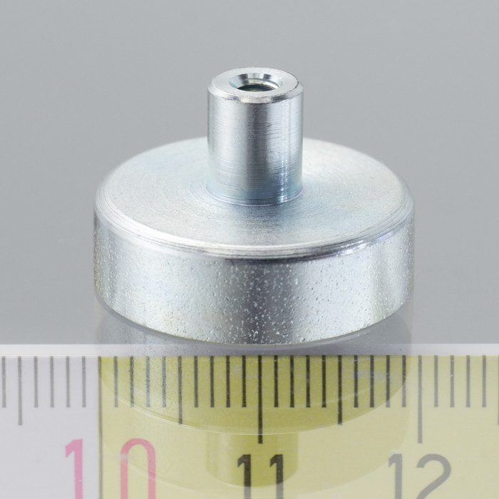 Magnetická šošovka so stopkou pr. 20 x výška 6 mm s vnútorným závitom M3, dlžka závitu 7 mm