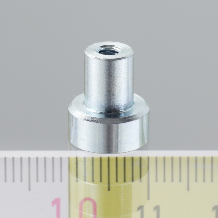 Magnetická šošovka so stopkou pr. 10 x výška 4,5 mm s vnútorným závitom M3, dlžka závitu 7 mm